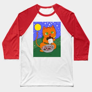 cat having Christmas with worms Baseball T-Shirt